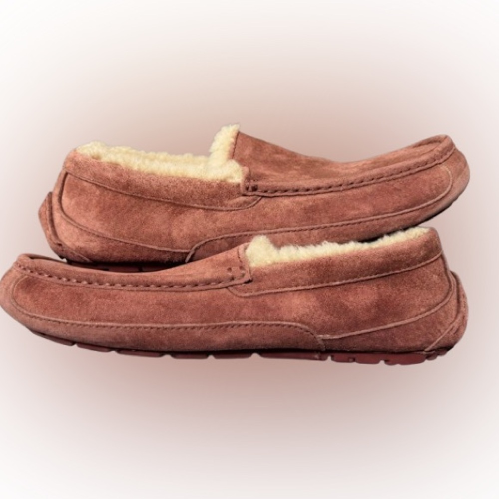 UGG Ansley Slippers Women’s 8 Dusty Rose Mauve Suede Shearling Moccasin - Picture 3 of 5